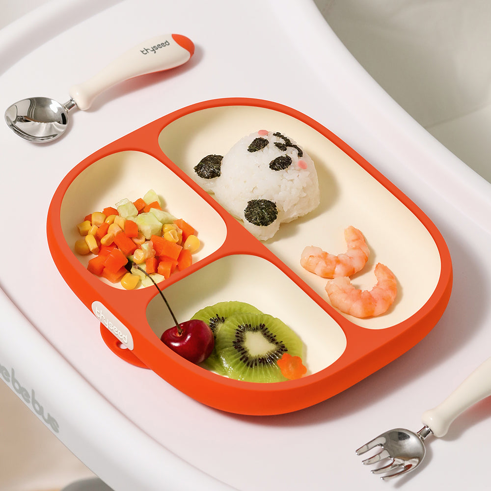 Thyseed Silicone Baby Feeding Plate Orange ATC-D01